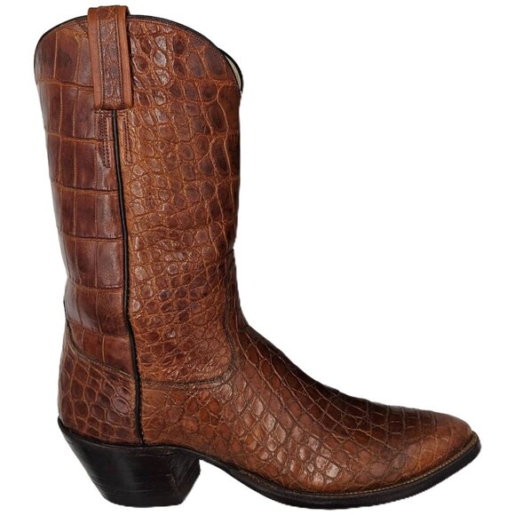 Vintage Rios of Mercedes Custom Full Alligator Brown Cowboy Boots Raymondville - Picture 14 of 16
